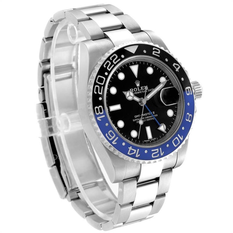 Rolex Gmt Master Ii Batman Blue Black Bezel Steel Watch 116710 Box Card For Sale At 1stdibs