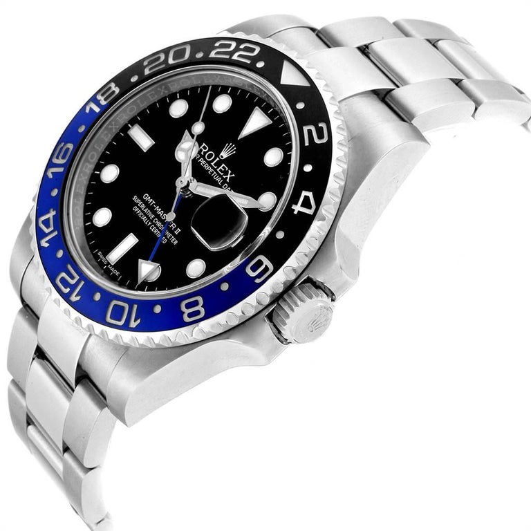 Rolex Gmt Master Ii Batman Blue Black Bezel Steel Watch 116710 Box Card For Sale At 1stdibs