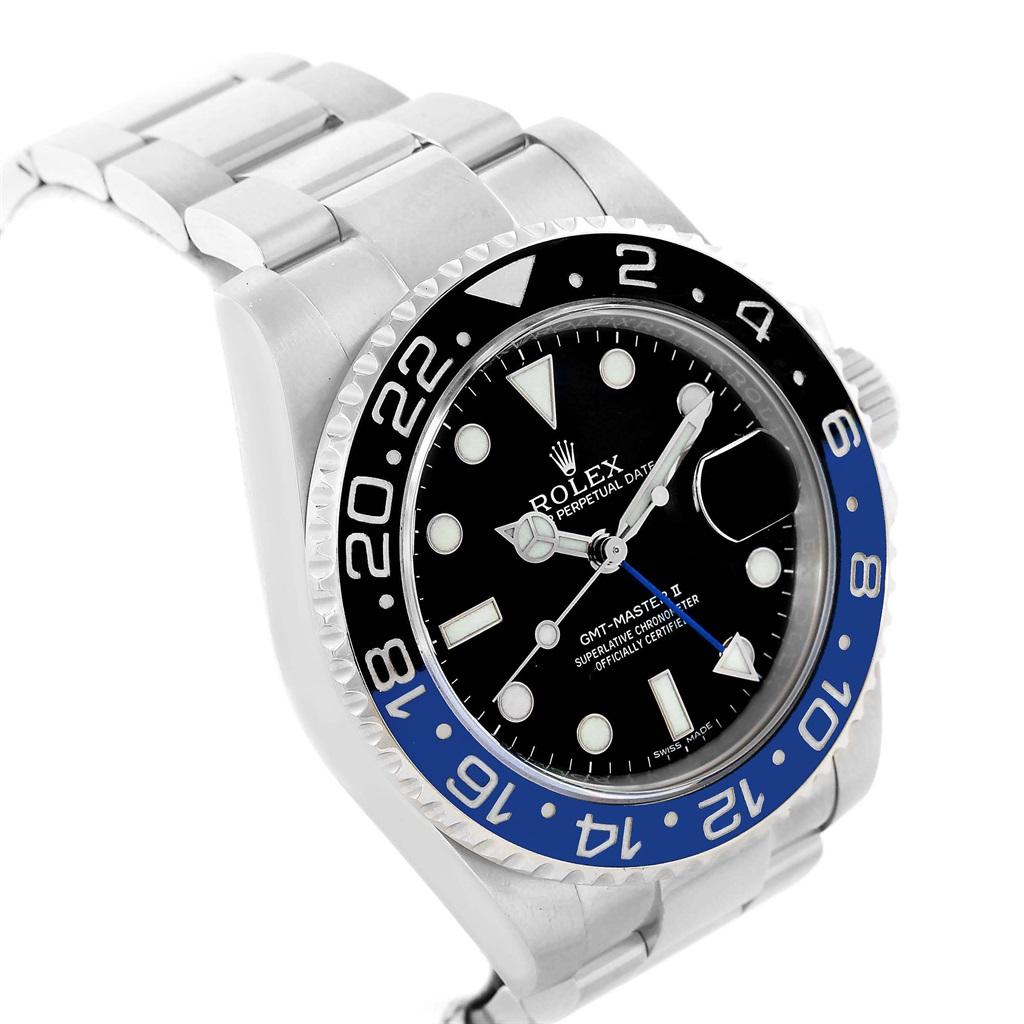 Rolex GMT Master II Batman Blue Black Bezel Steel Watch 116710 Box Card For Sale 2