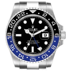 Rolex GMT Master II Batman Blue Black Bezel Steel Watch 116710 Box Card