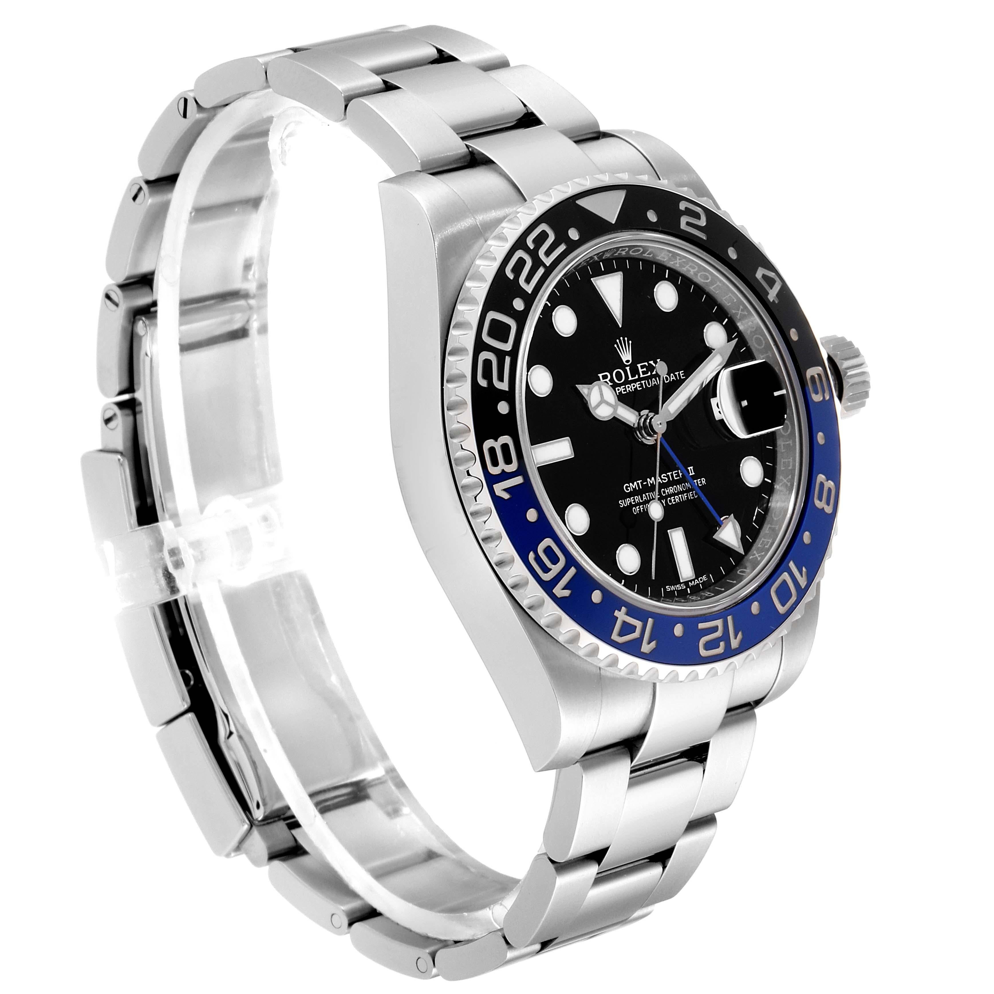 Rolex GMT Master II Batman Blue Black Bezel Steel Watch 116710 Unworn In Excellent Condition In Atlanta, GA