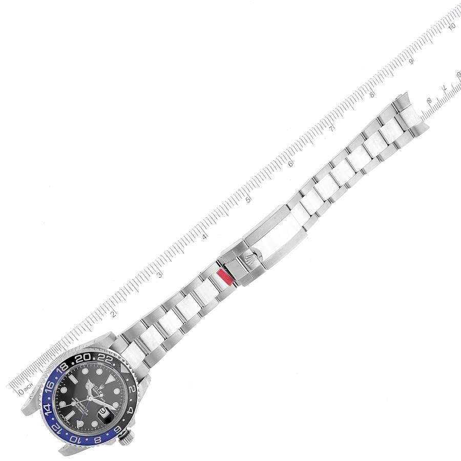 Rolex GMT Master II Batman Stahluhr mit blauer und schwarzer Keramik-Lünette 116710 Boxkarte im Angebot 6