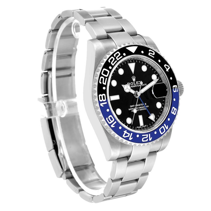 Rolex GMT Master II Batman Stahluhr mit blauer und schwarzer Keramik-Lünette 116710 Boxkarte im Zustand „Hervorragend“ im Angebot in Atlanta, GA
