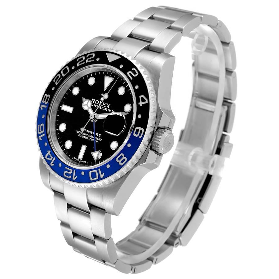 Rolex GMT Master II Stahluhr 116710 mit blauer und schwarzer Keramik-Lünette 116710 Box-Karte im Zustand „Hervorragend“ im Angebot in Atlanta, GA