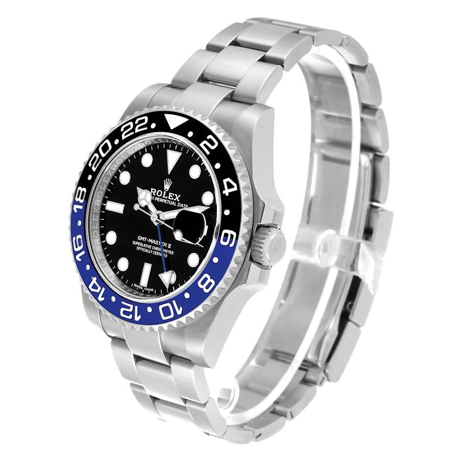 Rolex GMT Master II Batman Stahluhr mit blauer und schwarzer Keramik-Lünette 116710 Boxkarte Herren im Angebot