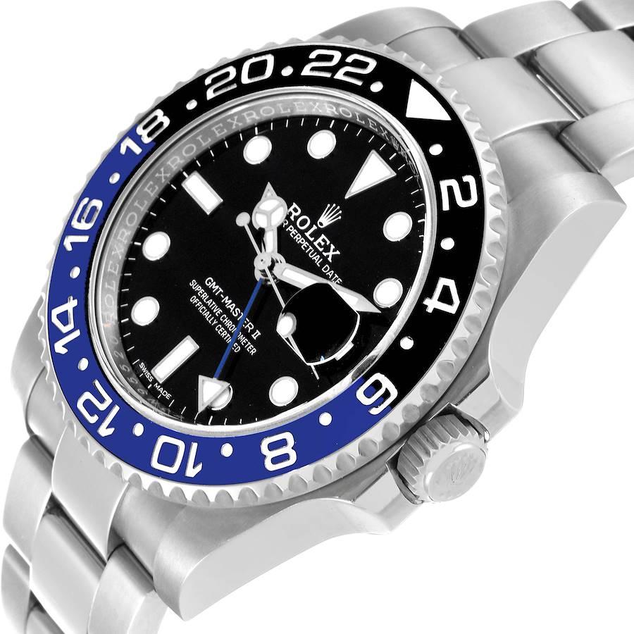 Rolex GMT Master II Batman Stahluhr mit blauer und schwarzer Keramik-Lünette 116710 Boxkarte im Angebot 1