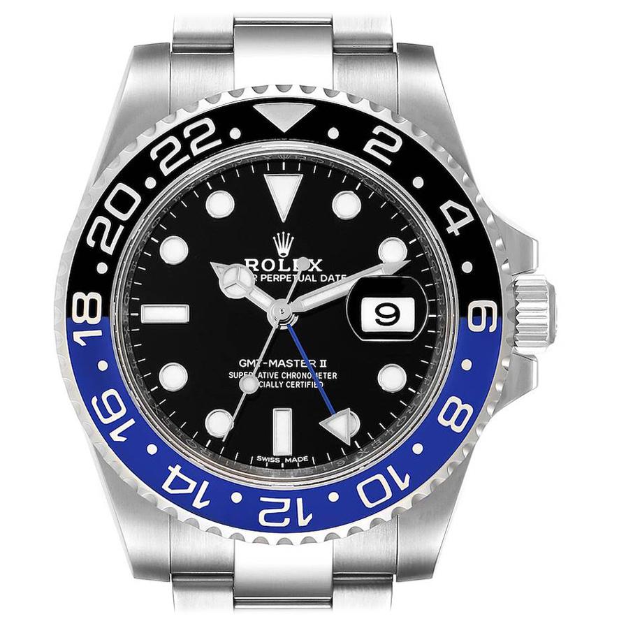 Rolex GMT Master II Batman Blue Black Ceramic Bezel Steel Watch 116710 Box Paper