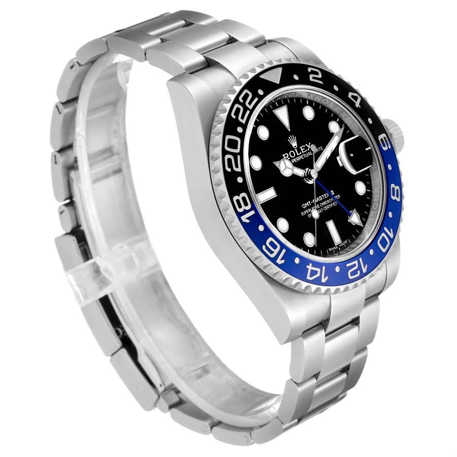 Rolex GMT Master II Batman Blue Black Ceramic Bezel Steel Watch 116710 In Excellent Condition In Atlanta, GA