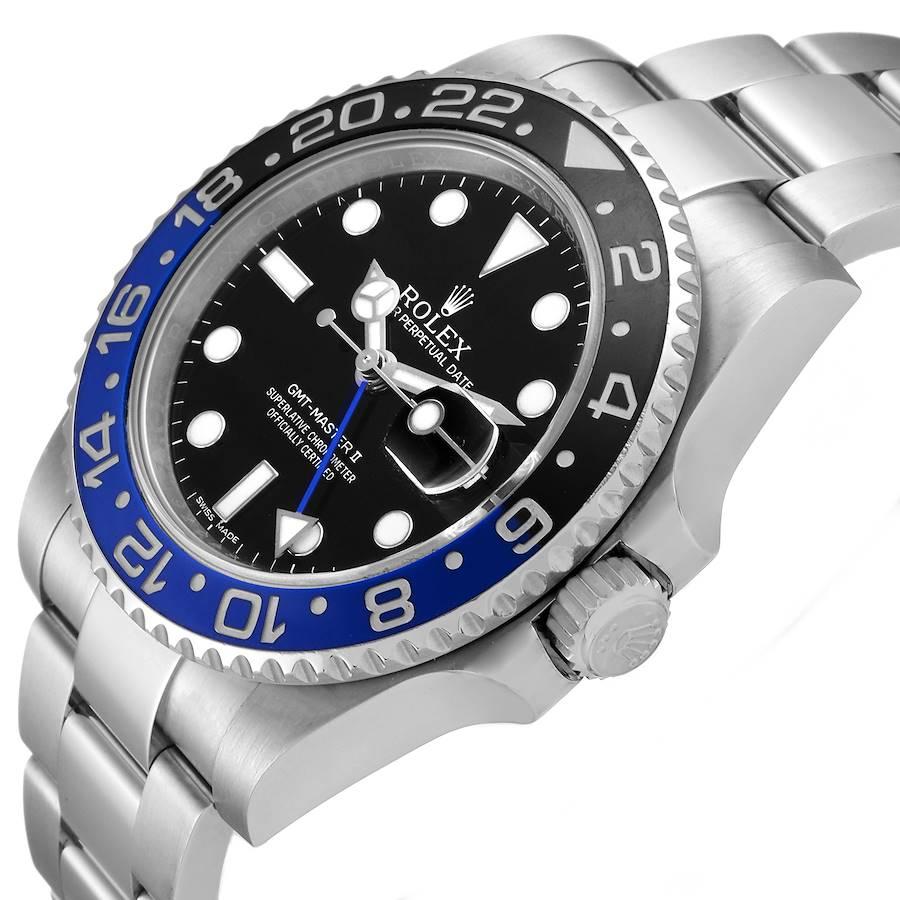 Rolex GMT Master II Batman Blue Black Ceramic Bezel Steel Watch 116710 In Excellent Condition For Sale In Atlanta, GA