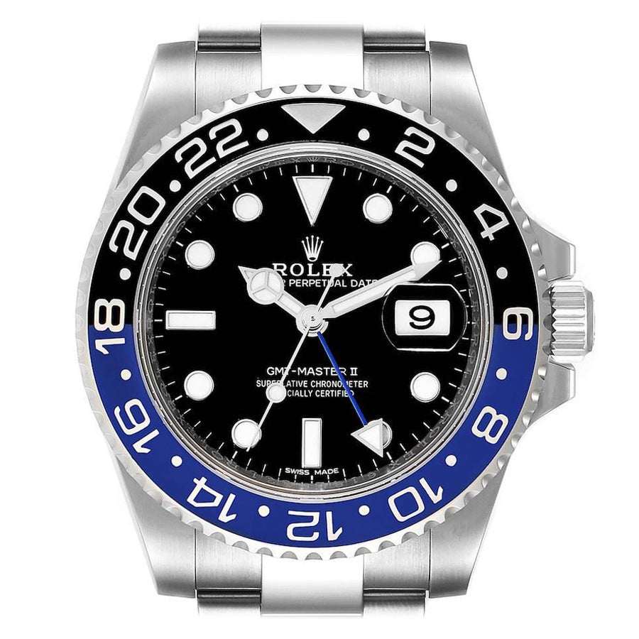 Rolex GMT Master II Batman Blue Black Ceramic Bezel Steel Watch 116710 Unworn For Sale