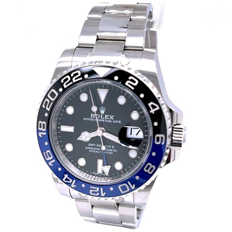 Rolex GMTMaster II Batman Ceramic Black Blue Bezel Steel Watch