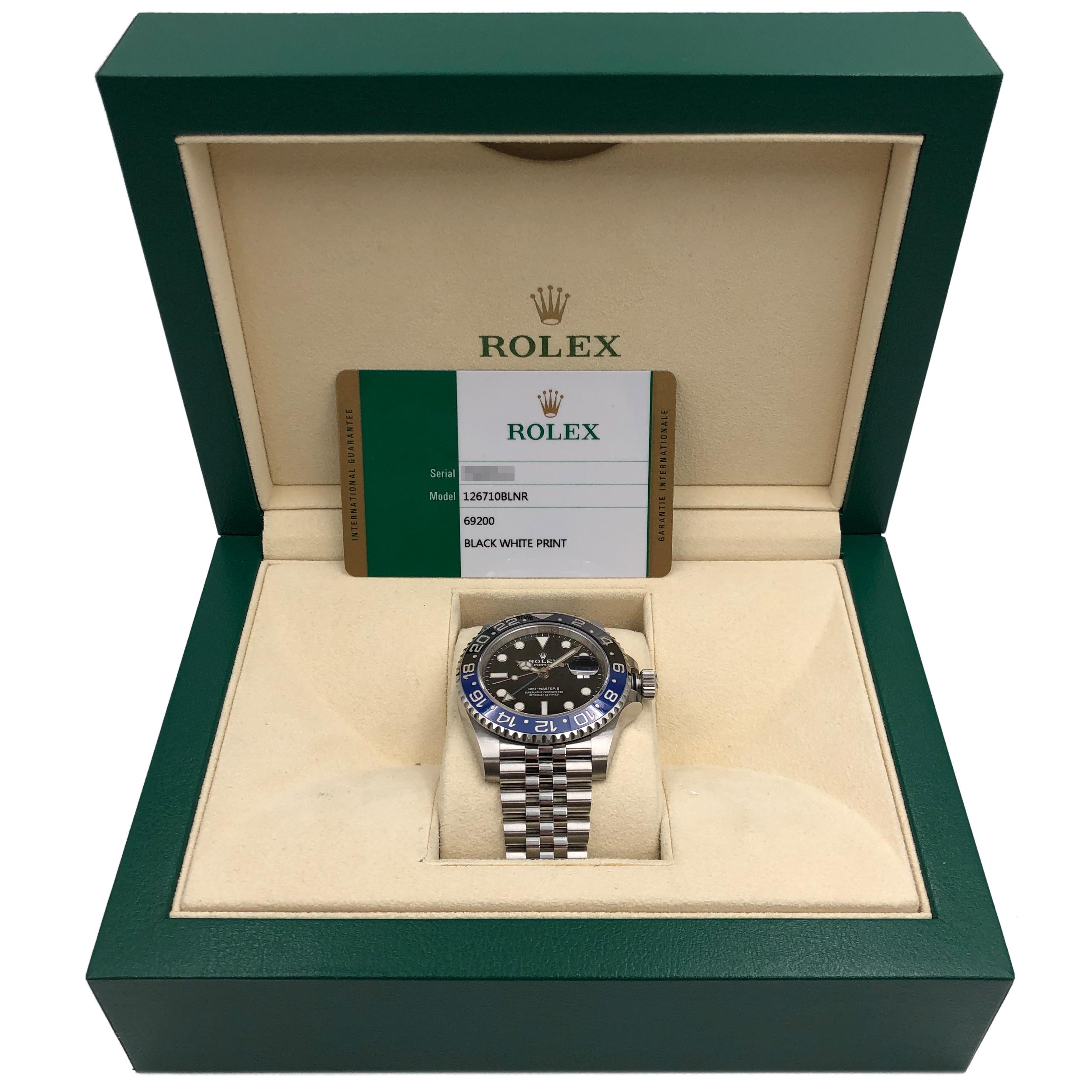 Men's Rolex GMT-Master II Batman Ceramic Steel Jubilee Bracelet Watch 126710BLNR
