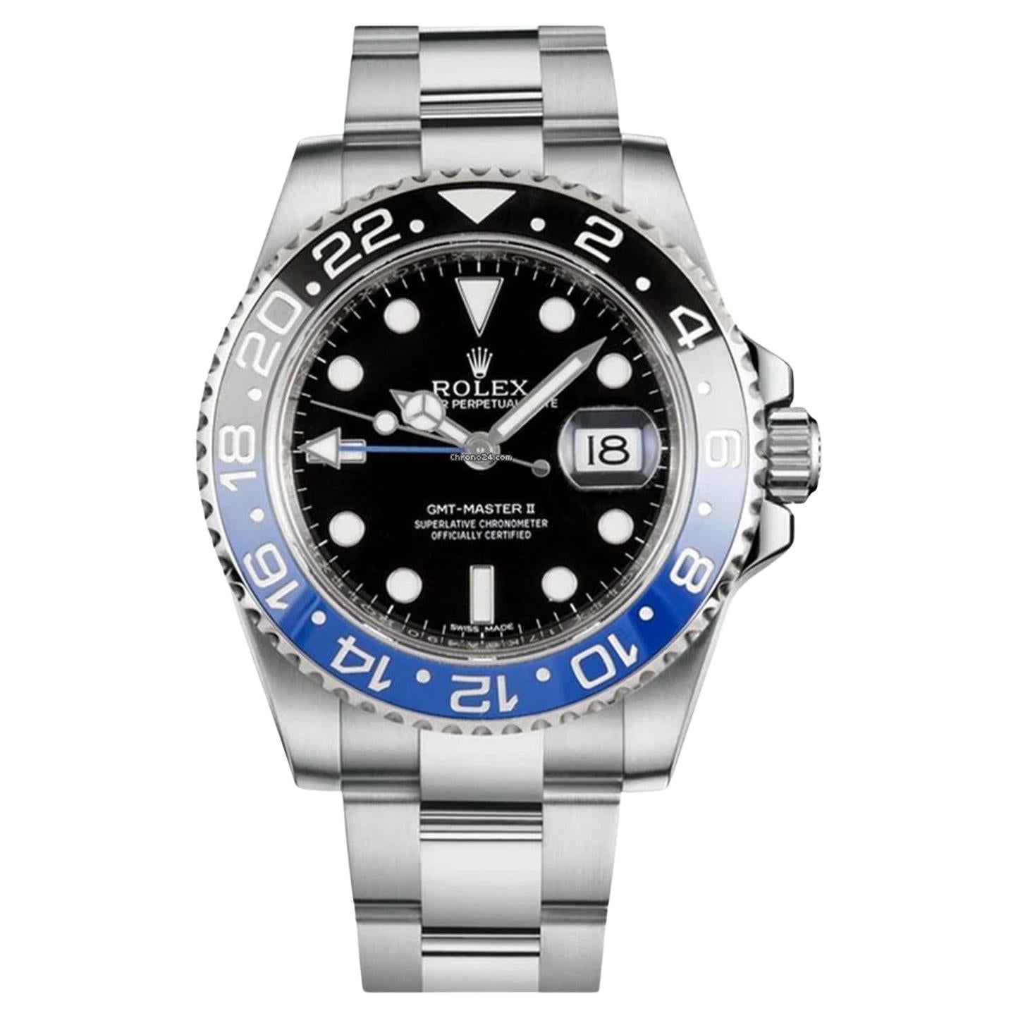 Rolex Montre GMT-Master II « Batman » en acier bleu à maillons aiguille  pour hommes 116710BLNR En vente sur 1stDibs