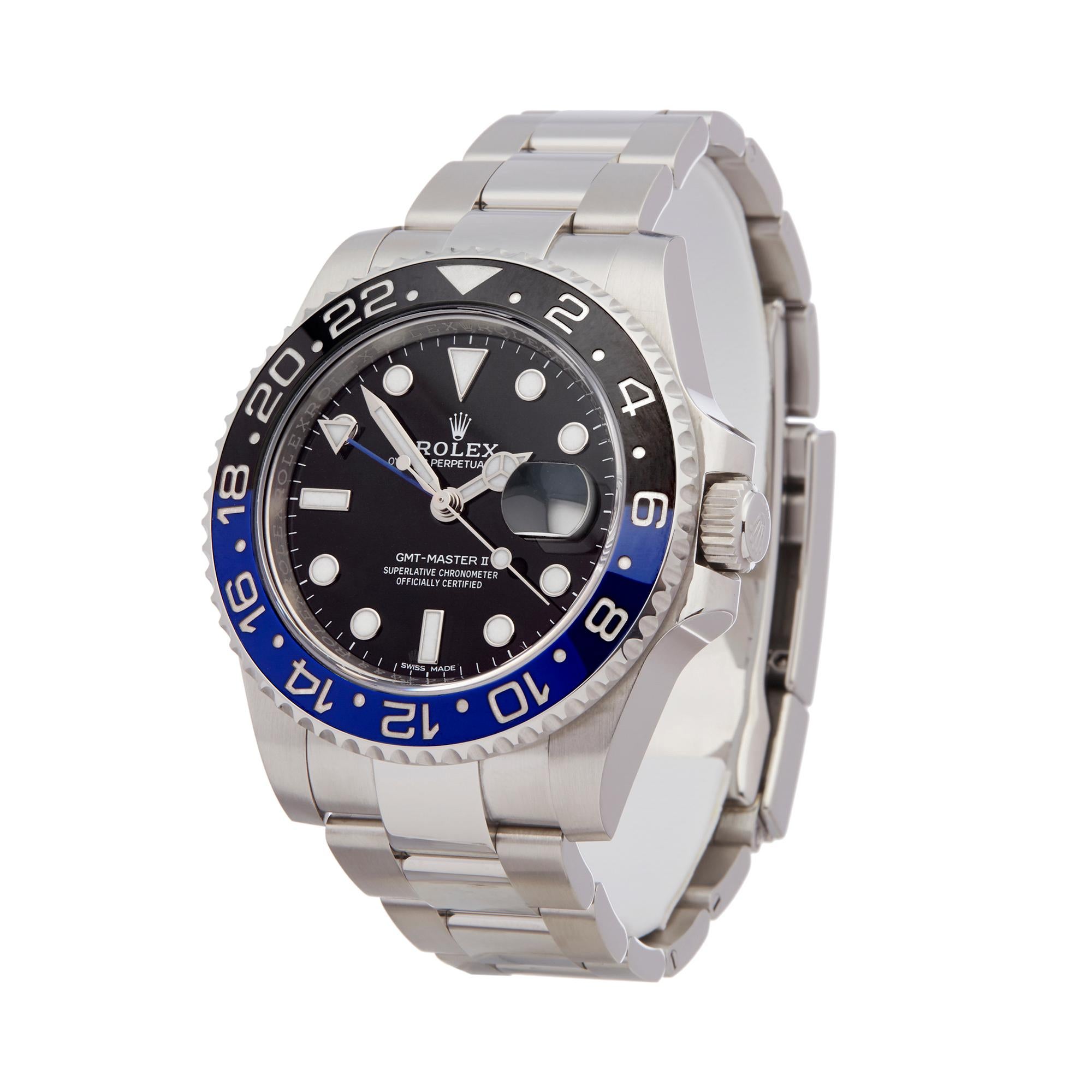 Ref: W6238
Manufacturer: Rolex
Model: GMT-Master II
Model Ref: 116710BLNR
Age: 22nd March 2017
Gender: Mens
Complete With: Box & Guarantee
Dial: Black Other
Glass: Sapphire Crystal
Movement: Automatic
Water Resistance: To Manufacturers