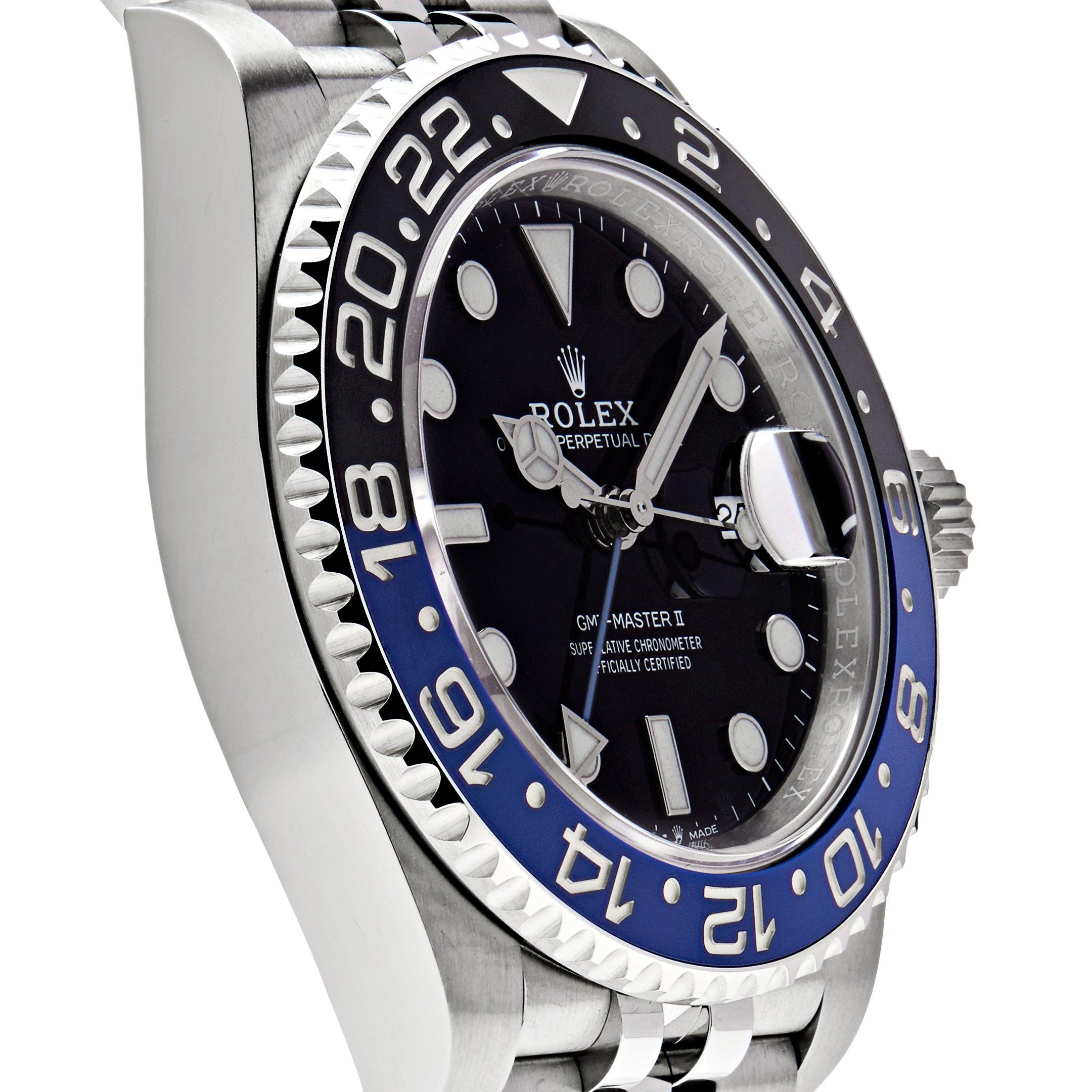 gmt-master ii stainless steel rolex jubilee black dial men's watch 126710blnr