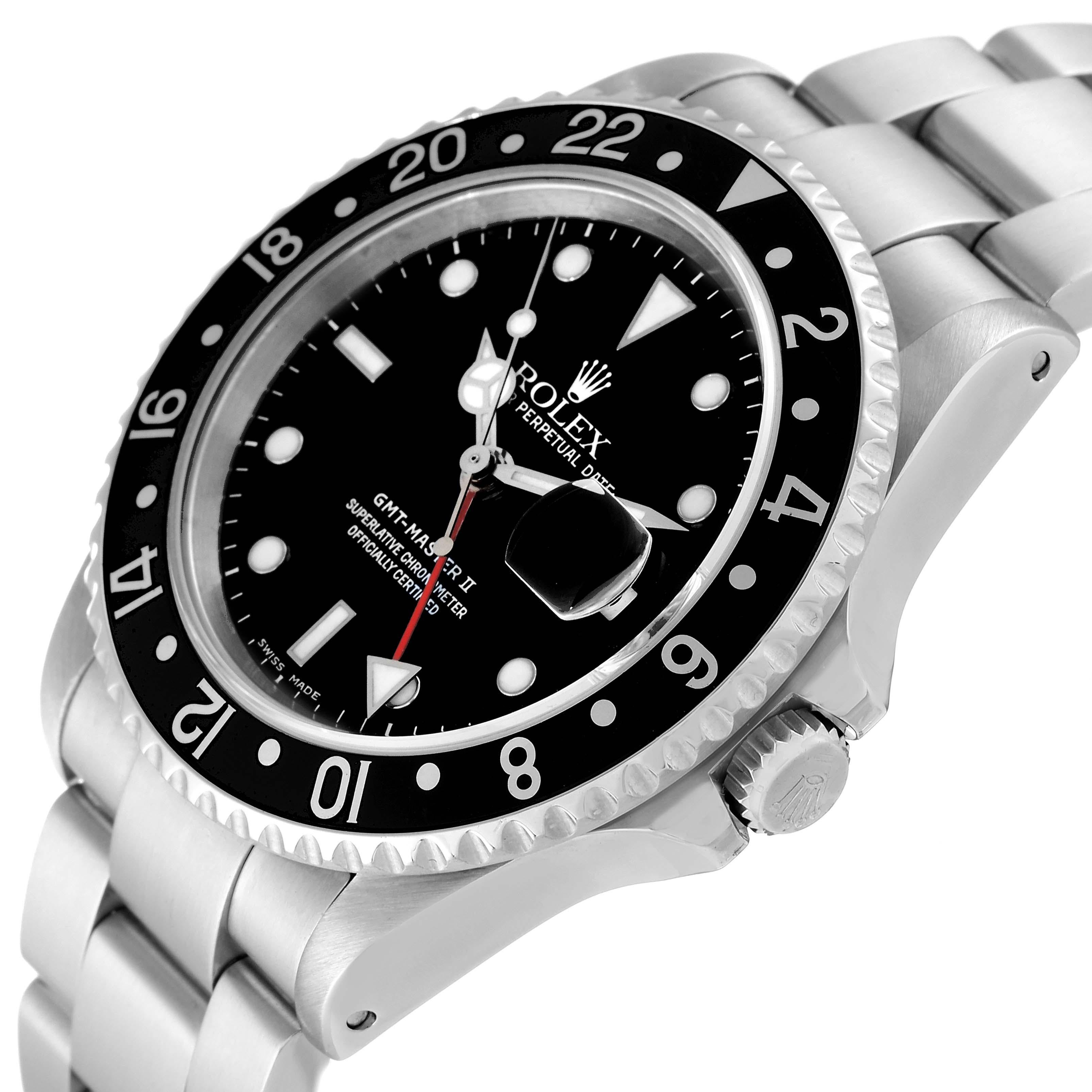 Rolex GMT Master II Black Bezel Dial Steel Mens Watch 16710 Box Papers 1