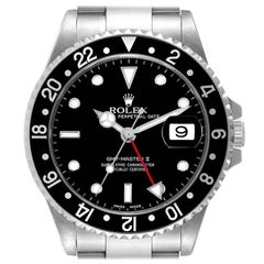 Rolex GMT Master II Black Bezel Dial Steel Mens Watch 16710 Box Papers