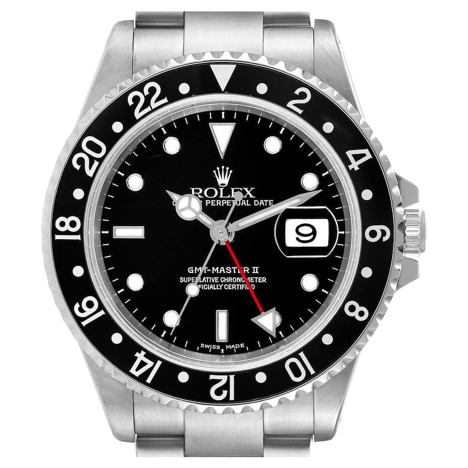 Rolex GMT Master II Black Bezel Dial Steel Mens Watch 16710