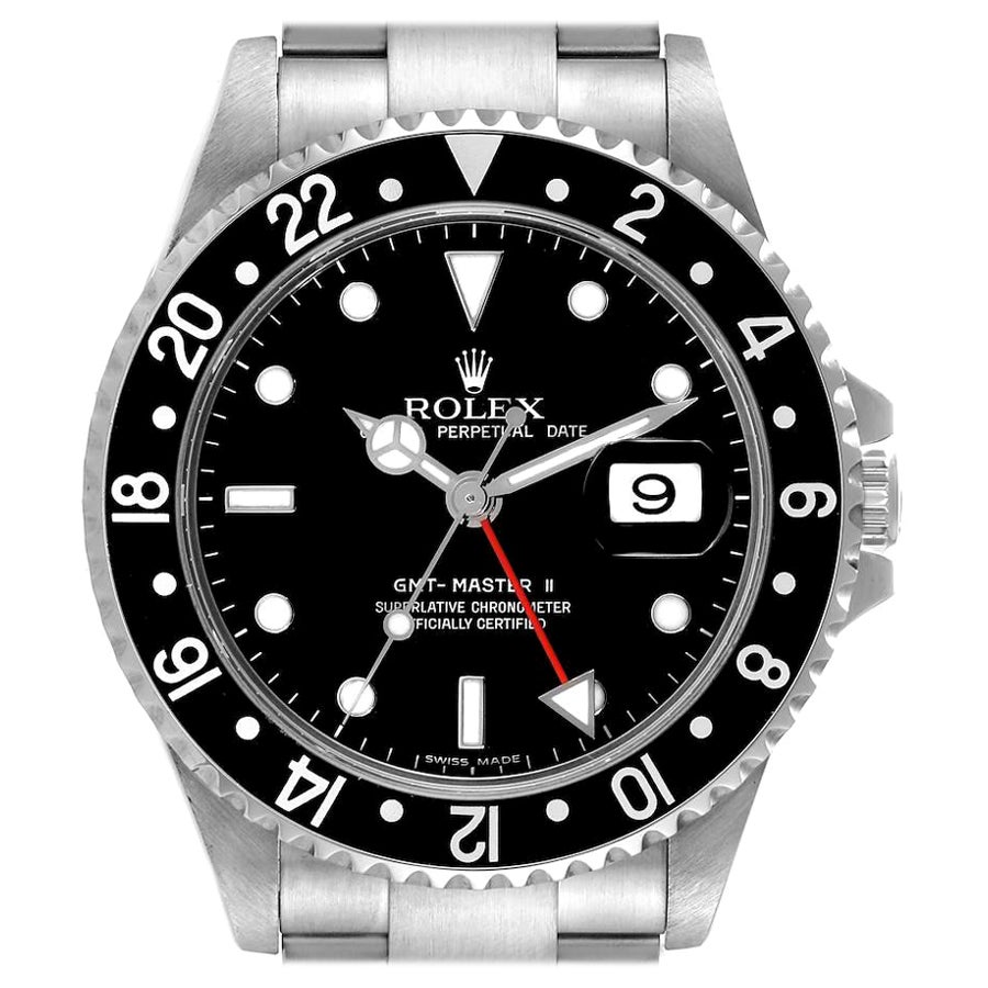Rolex GMT Master II Bisel Negro Esfera Error Acero Reloj Hombre 16710
