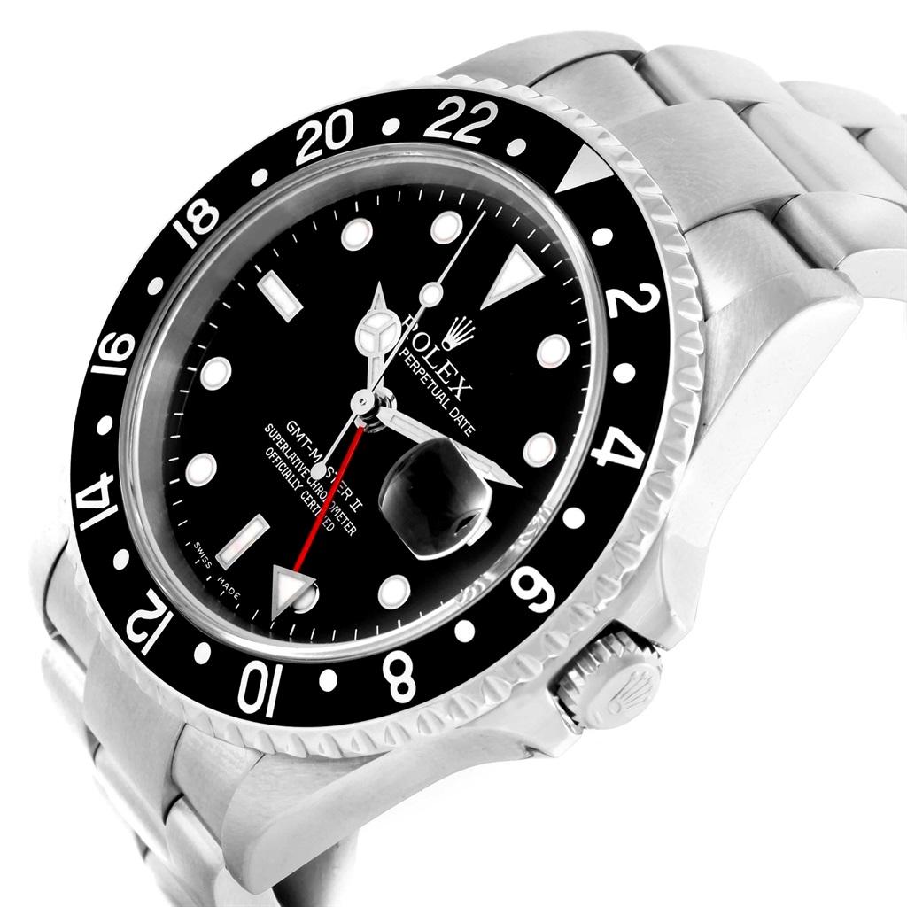 Rolex GMT Master II Black Bezel Red Hand Men's Watch 16710 Box For Sale 4