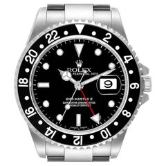 Rolex GMT Master II Black Bezel Steel Mens Watch 16710 Box Papers