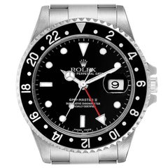 Rolex GMT Master II Black Bezel Steel Mens Watch 16710 Box Service Card