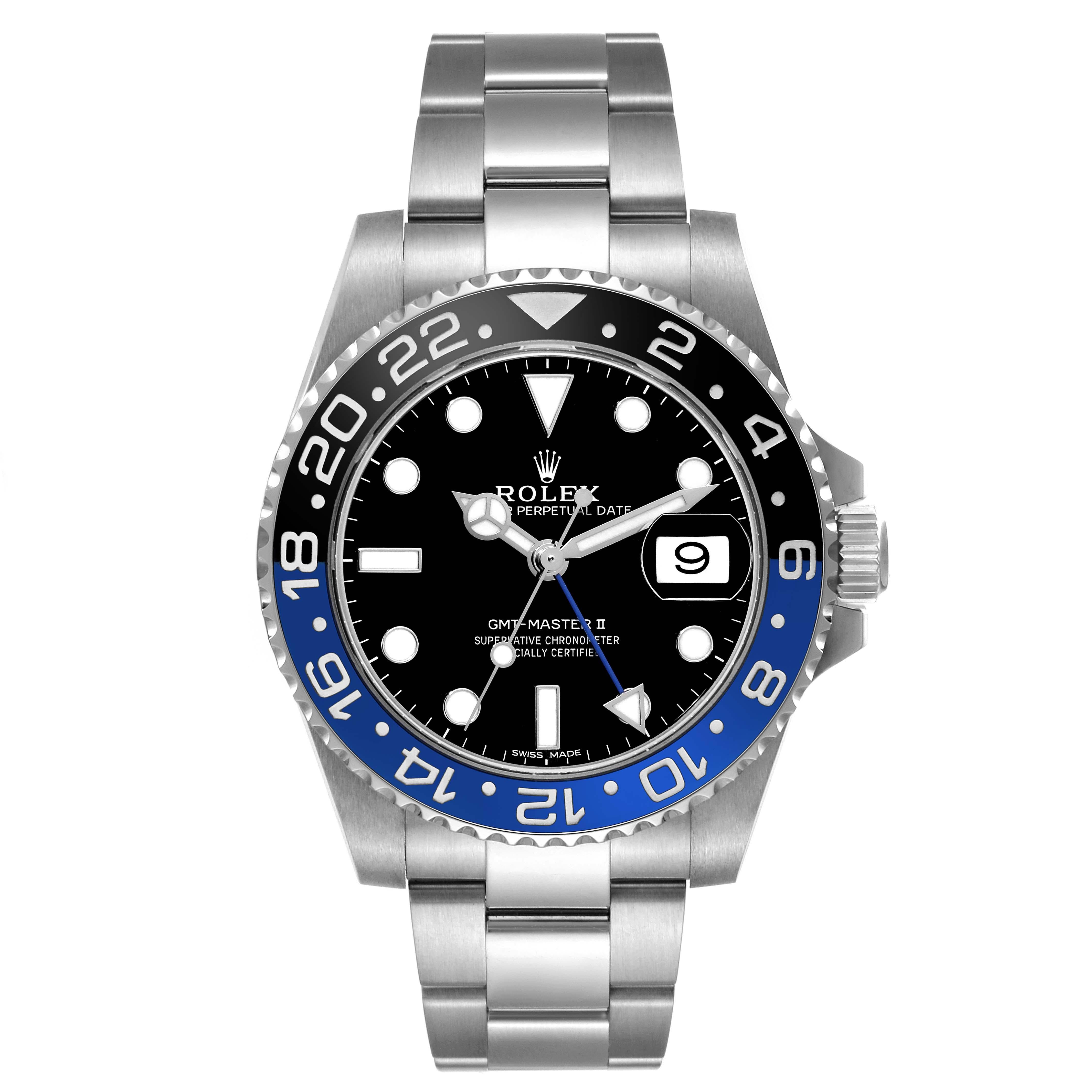 Rolex GMT Master II Black Blue Batman Bezel Steel Mens Watch 116710 Card 1