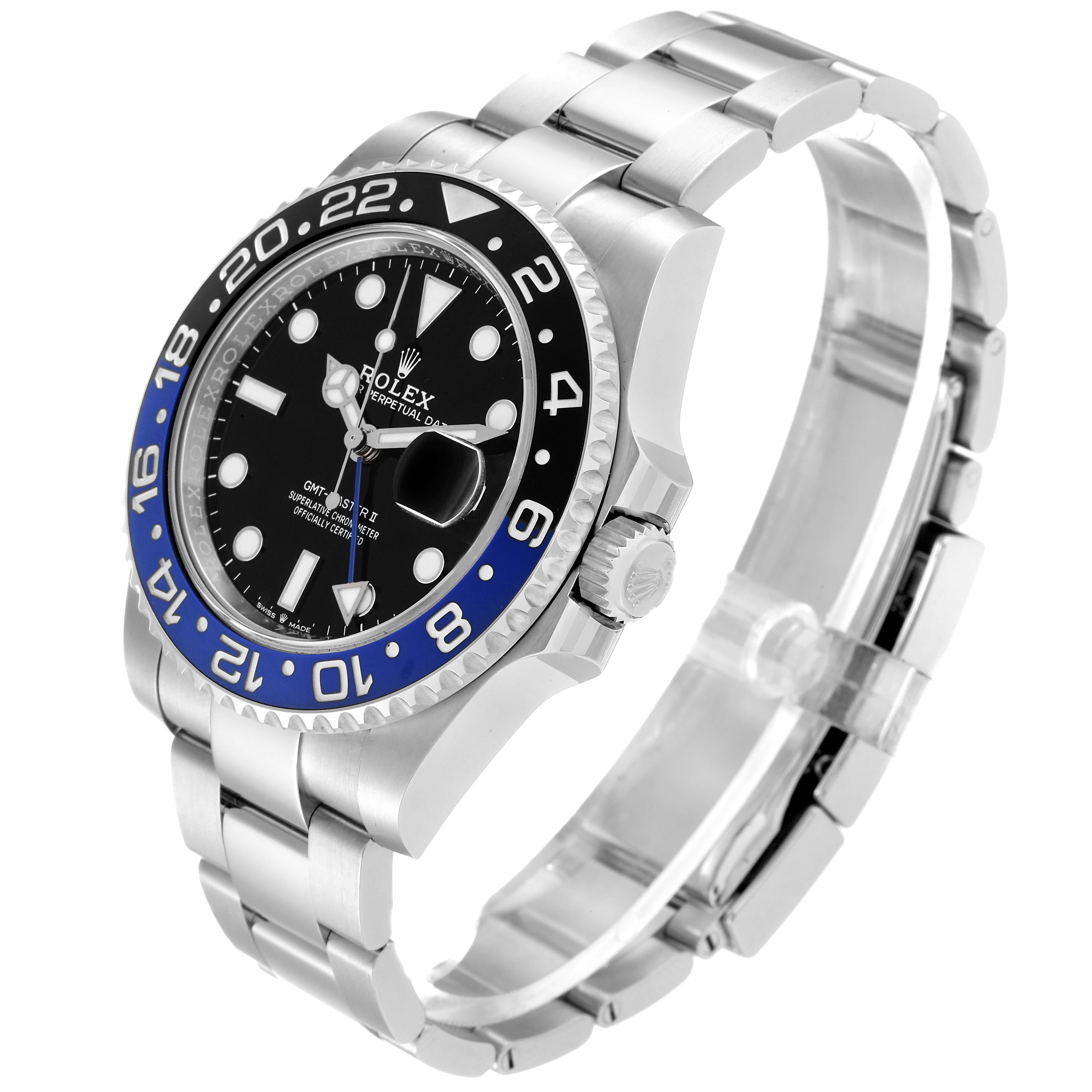 Men's Rolex GMT Master II Black Blue Batman Bezel Steel Mens Watch 126710 Box Card