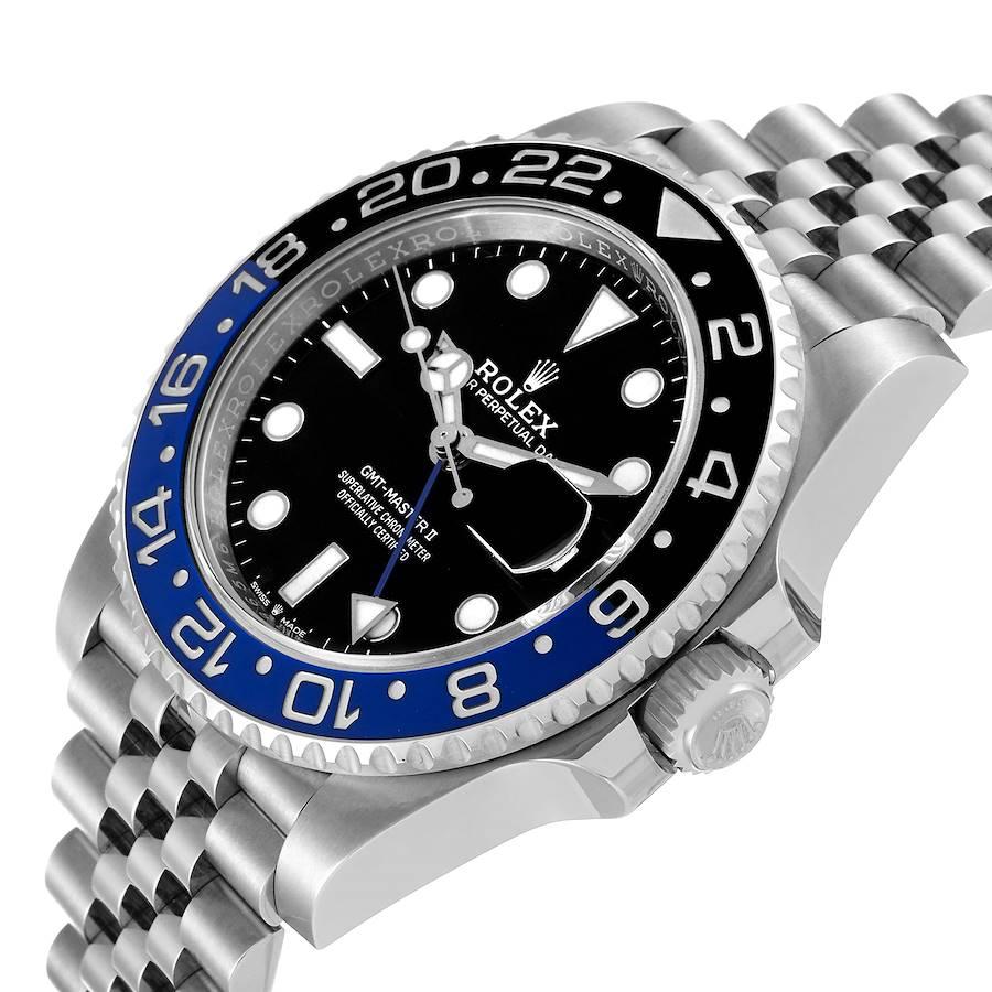 Rolex GMT Master II Black Blue Batman Bezel Steel Mens Watch 126710 Box Card In Excellent Condition In Atlanta, GA