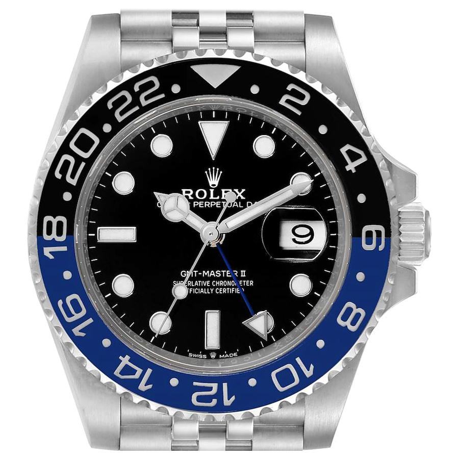 Rolex GMT Master II Black Blue Batman Jubilee Men's Watch 126710 Box Card