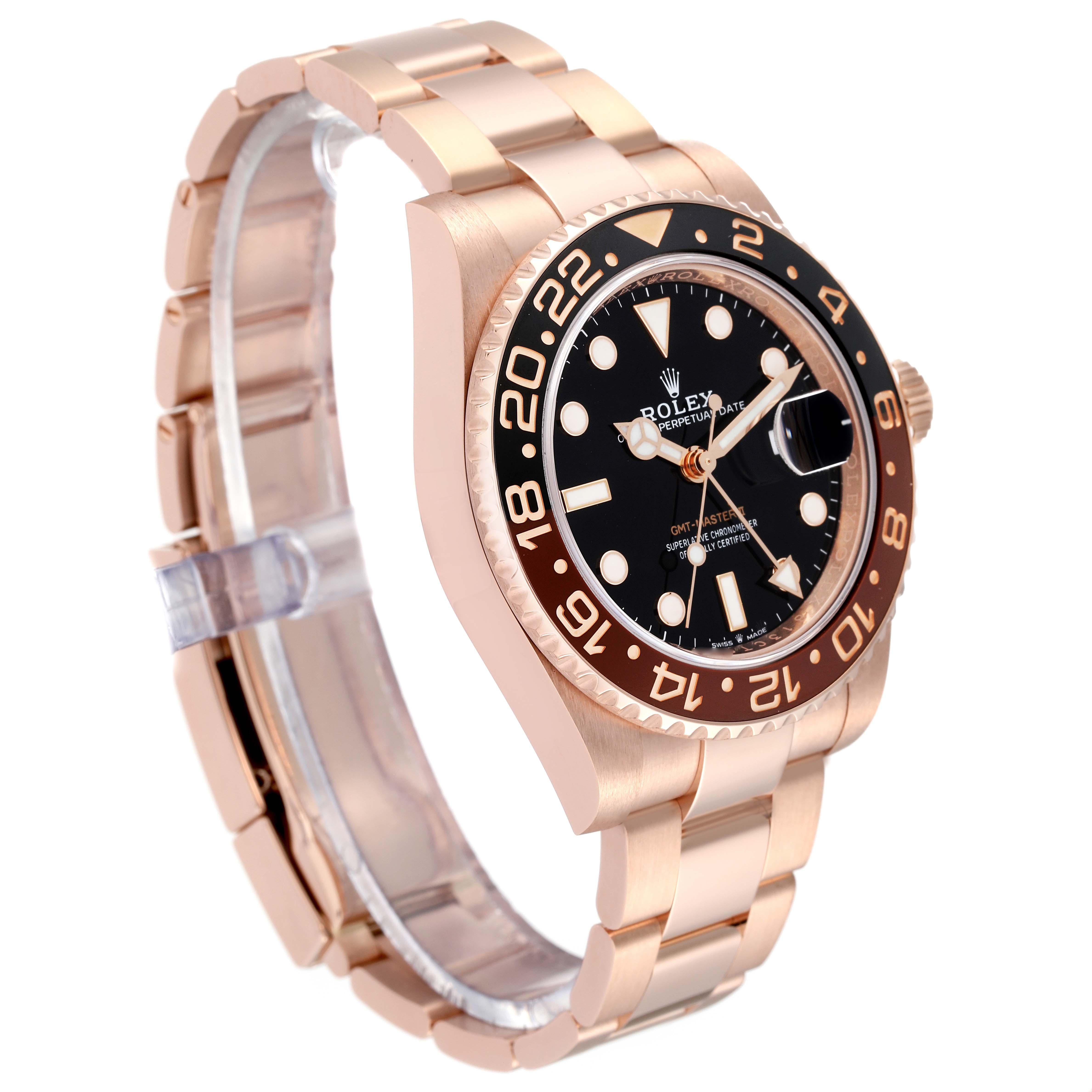 Rolex GMT Master II Black Brown Root Beer Rose Gold Mens Watch 126715 Box Card 1