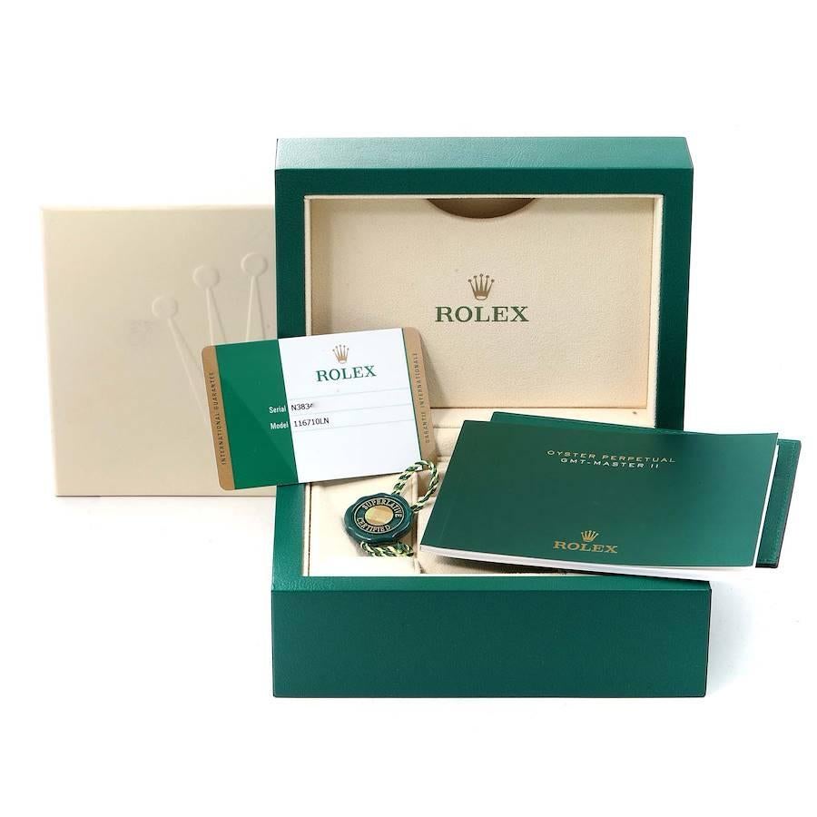Rolex GMT Master II Black Dial Bezel Steel Mens Watch 116710 Box Card For Sale 8