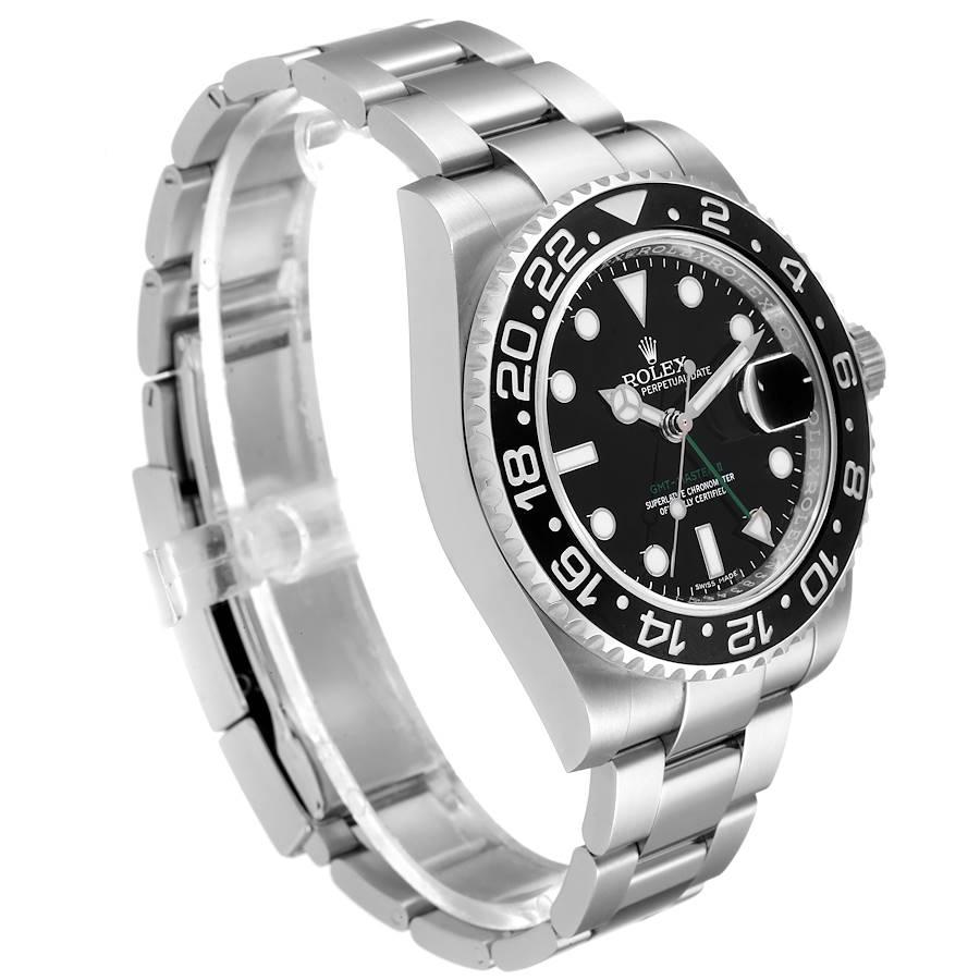Rolex GMT Master II Black Dial Bezel Steel Mens Watch 116710 Box Card In Excellent Condition For Sale In Atlanta, GA