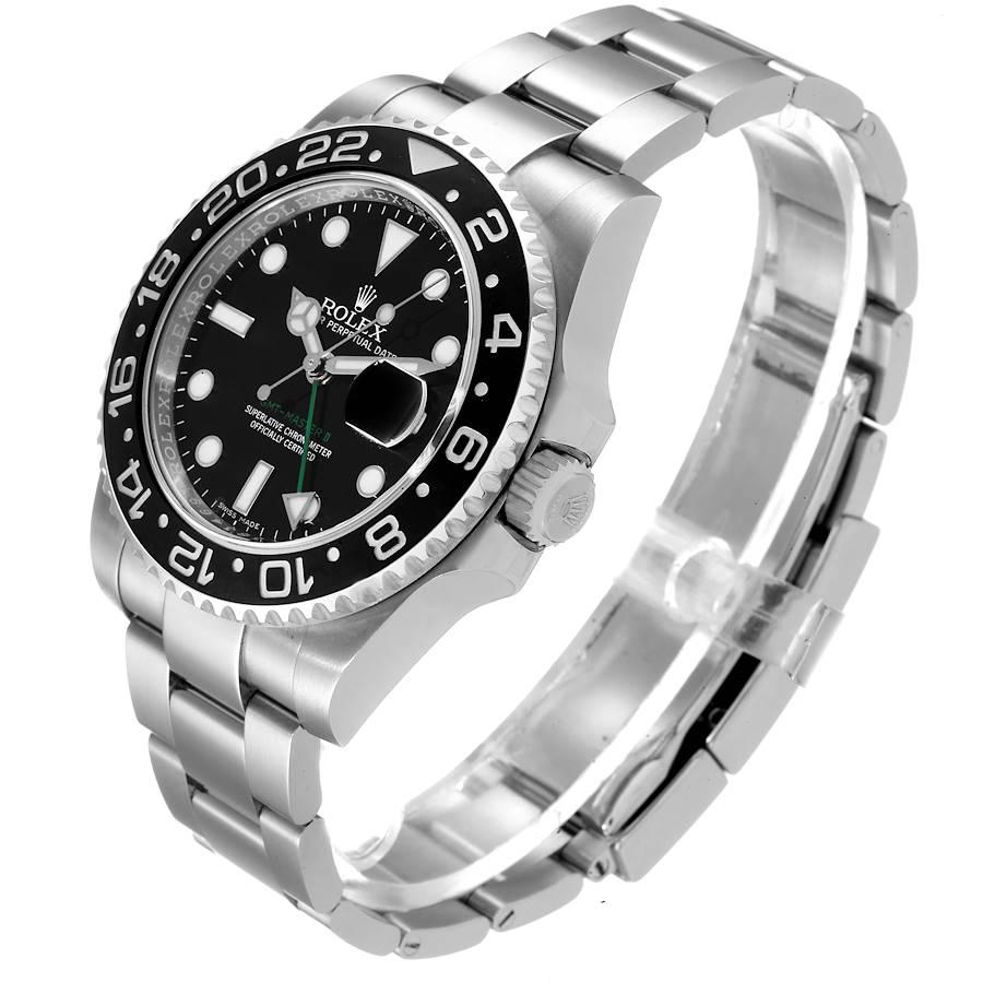 Men's Rolex GMT Master II Black Dial Bezel Steel Mens Watch 116710 Box Card For Sale