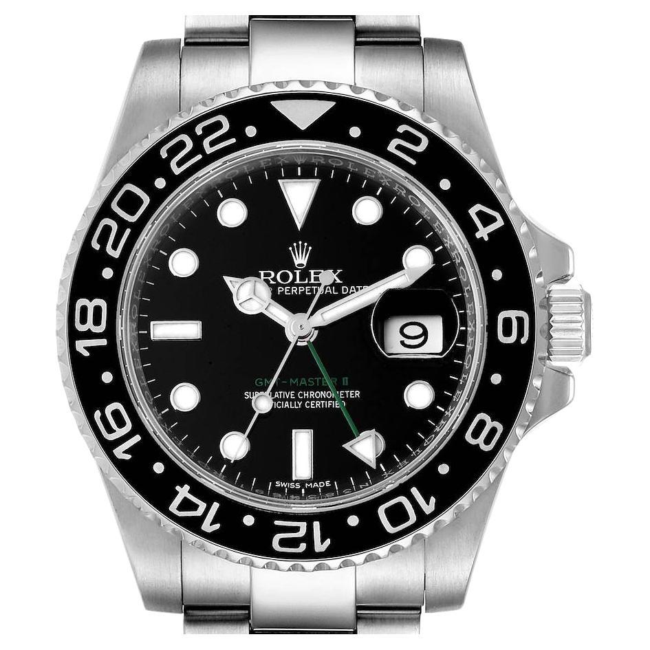 Rolex GMT Master II Black Dial Bezel Steel Mens Watch 116710 Box Card For Sale