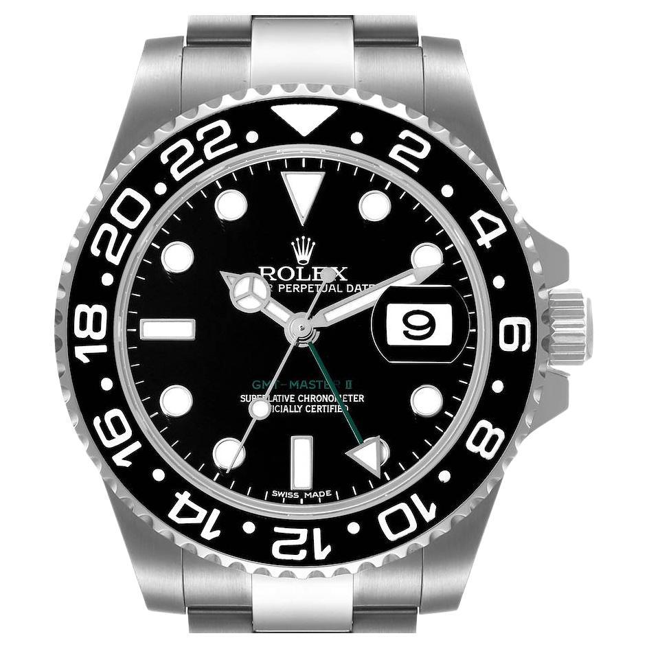 Montre pour homme Rolex GMTMaster II noir sur noir aiguille verte acier automatique