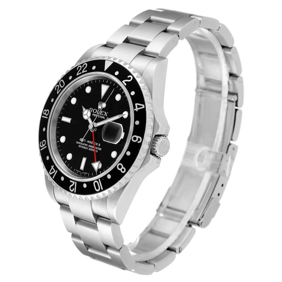 Rolex GMT Master II Black Dial Bezel Steel Mens Watch 16710 In Excellent Condition For Sale In Atlanta, GA