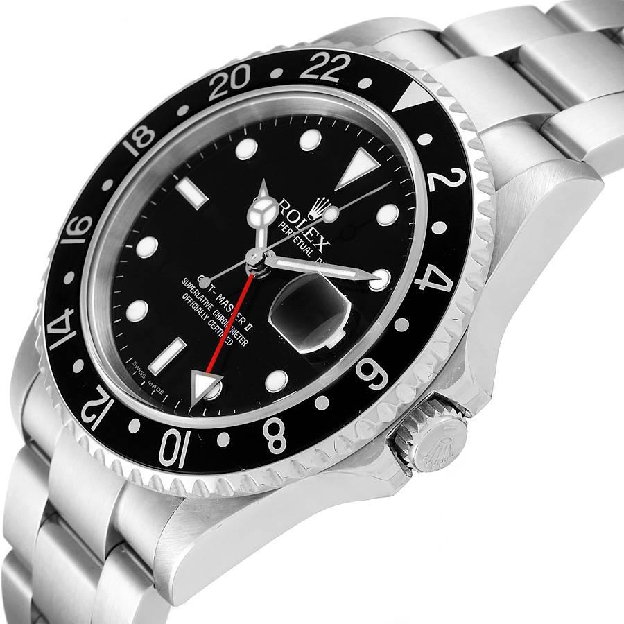 Men's Rolex GMT Master II Black Dial Bezel Steel Mens Watch 16710 For Sale