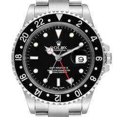 Rolex GMT Master II Black Dial Bezel Steel Mens Watch 16710