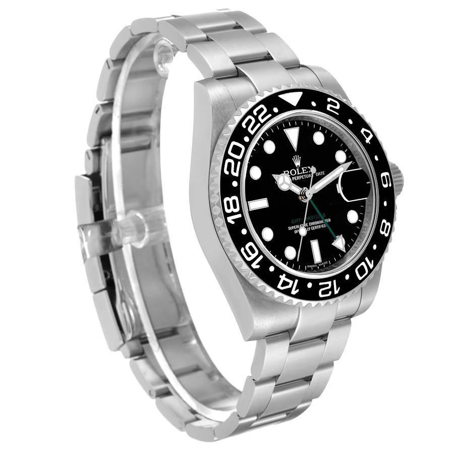 Rolex GMT Master II Stahl-Herrenuhr mit schwarzem Zifferblatt und Keramik-Lünette 116710 Boxkarte im Zustand „Hervorragend“ in Atlanta, GA