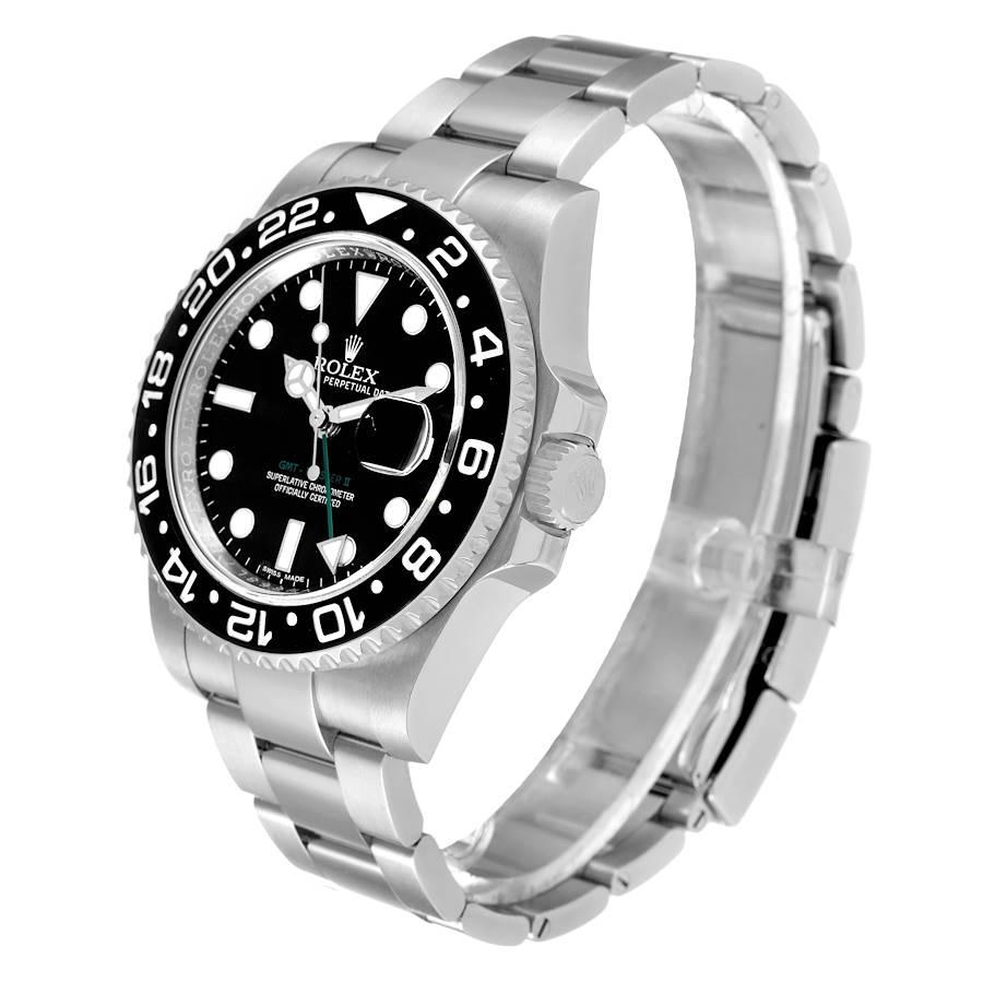 Men's Rolex GMT Master II Black Dial Ceramic Bezel Steel Mens Watch 116710 Box Card