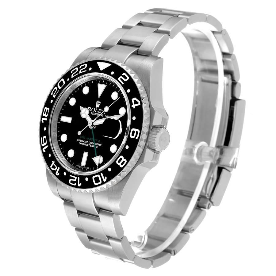 Rolex GMT Master II Stahl-Herrenuhr mit schwarzem Zifferblatt und Keramik-Lünette 116710 Boxkarte 1