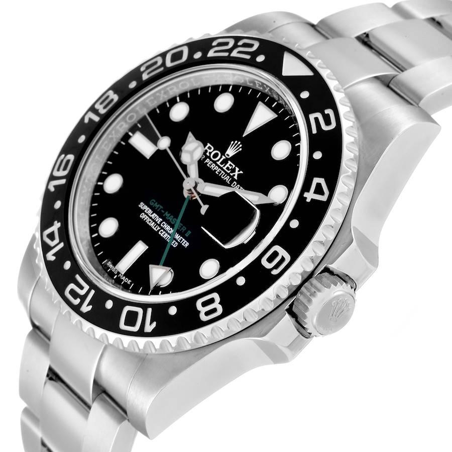 Men's Rolex GMT Master II Black Dial Green Hand Steel Mens Watch 116710 Box Card