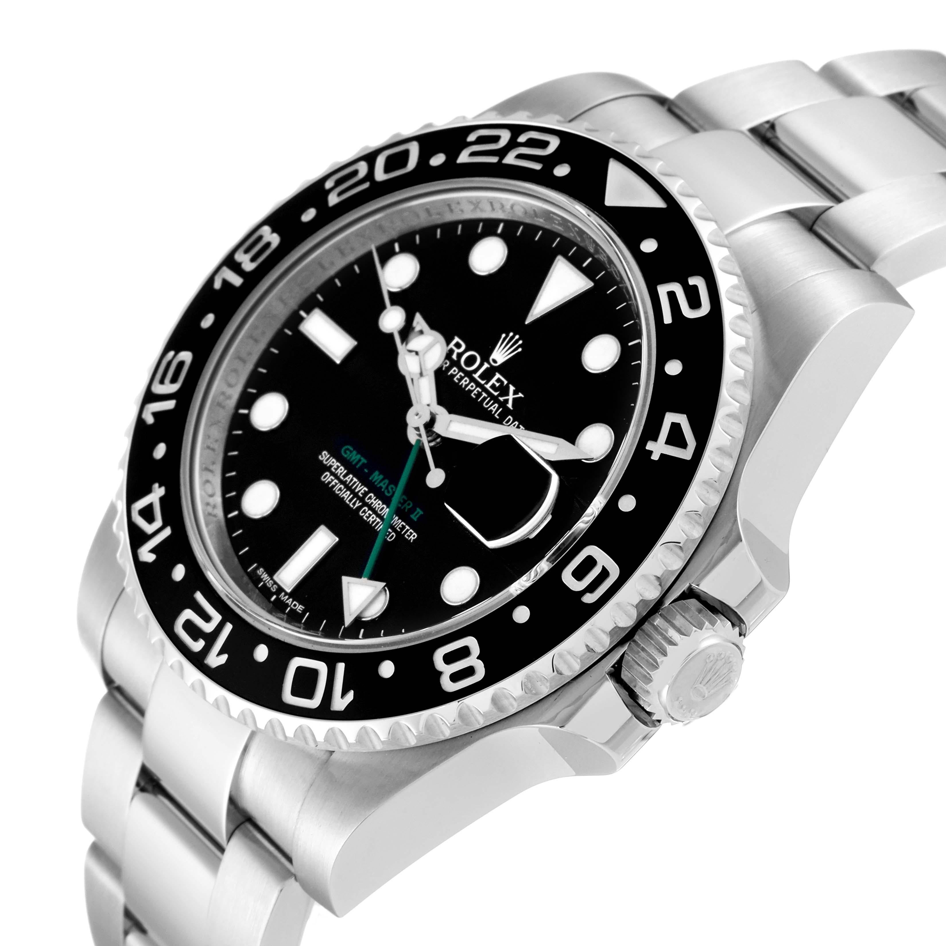 Rolex GMT Master II Black Dial Green Hand Steel Mens Watch 116710 Box Card 1