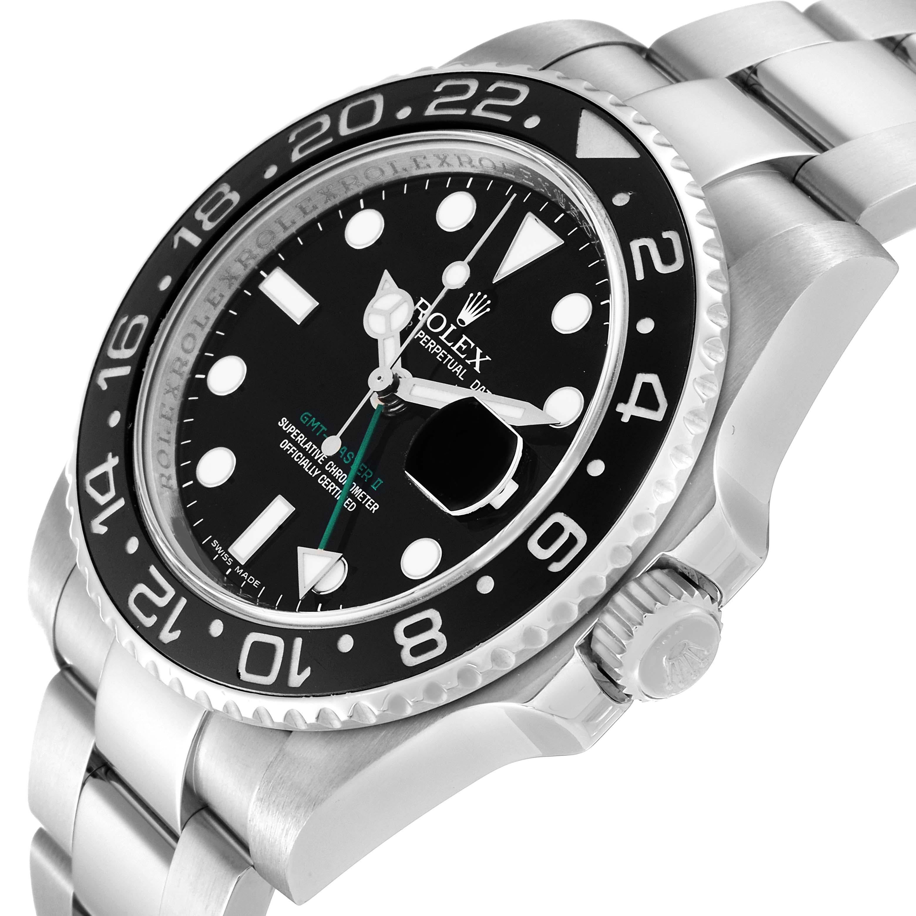 Rolex GMT Master II Black Dial Green Hand Steel Mens Watch 116710 Box Card 2