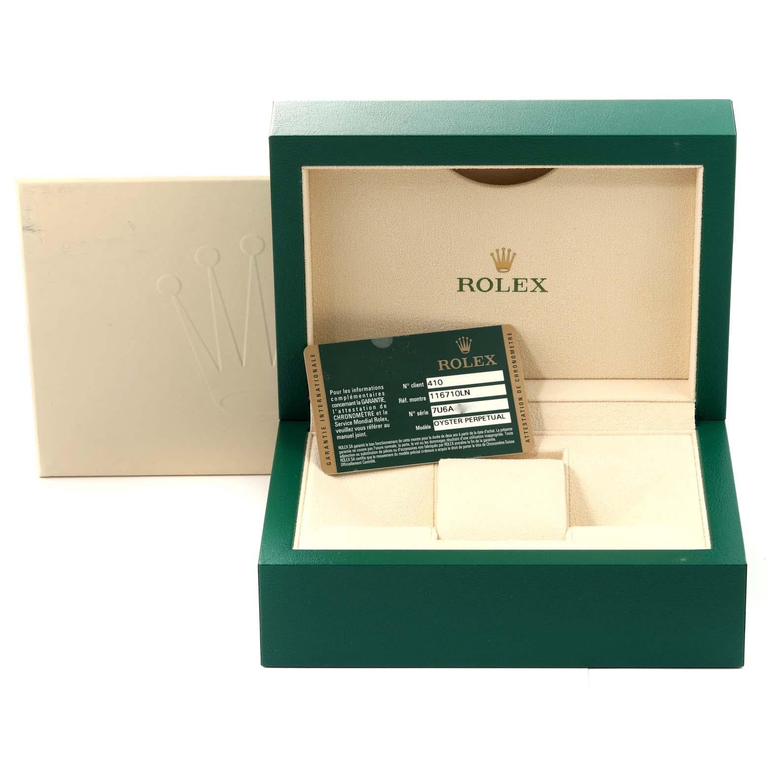 Rolex GMT Master II Cadran noir Aiguille verte Montre homme en acier 116710 Box Card en vente 2