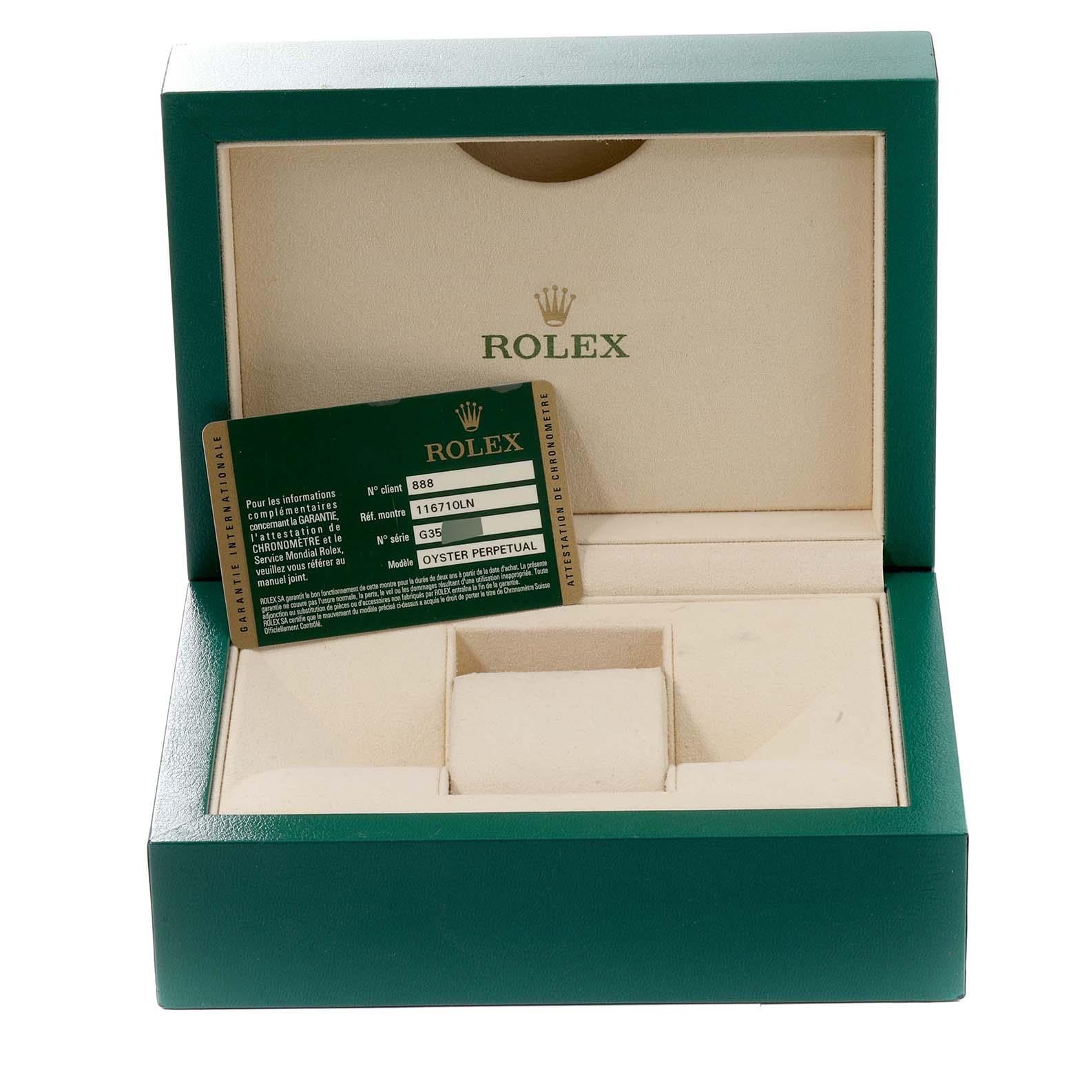 Rolex GMT Master II Cadran noir Aiguille verte Montre homme en acier 116710 Box Card en vente 5