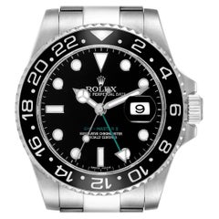 Rolex GMT Master II Black Dial Green Hand Steel Mens Watch 116710 Box Card