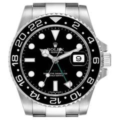 Rolex GMT Master II Black Dial Green Hand Steel Mens Watch 116710 Box Card