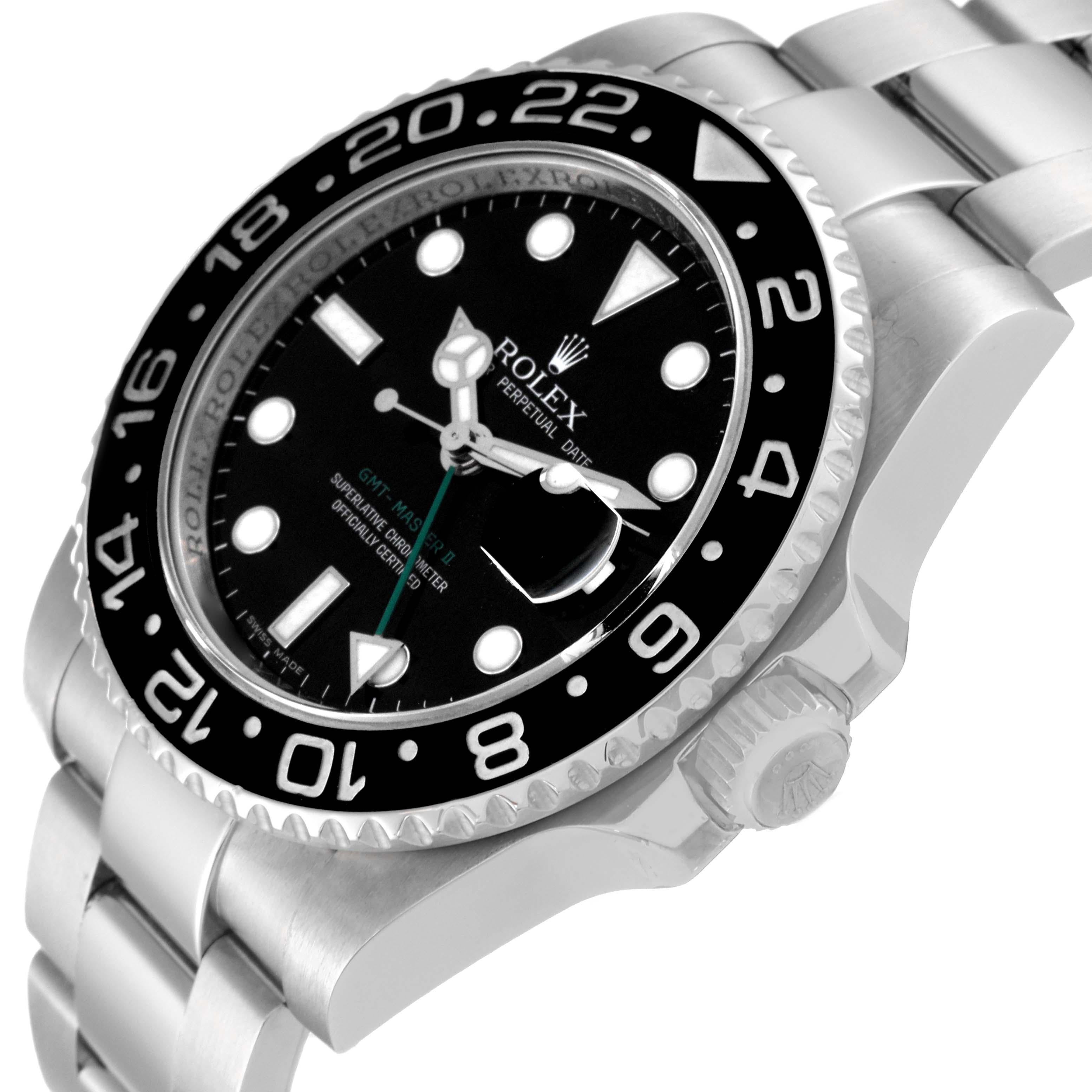 Rolex GMT Master II Black Dial Green Hand Steel Mens Watch 116710 Box Papers 1